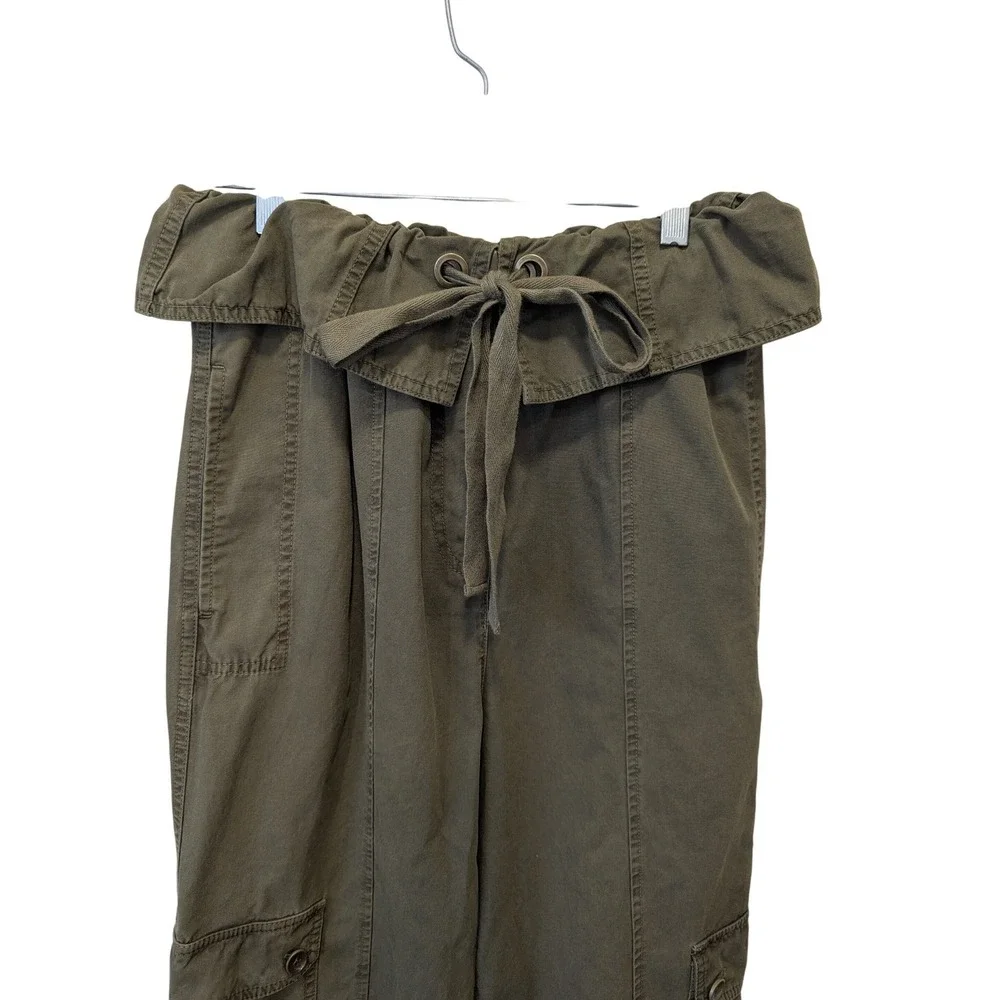 Ulla Johnson Olive Green Alden‎ Cargo Pants Elastic Waist Drawstring Cropped